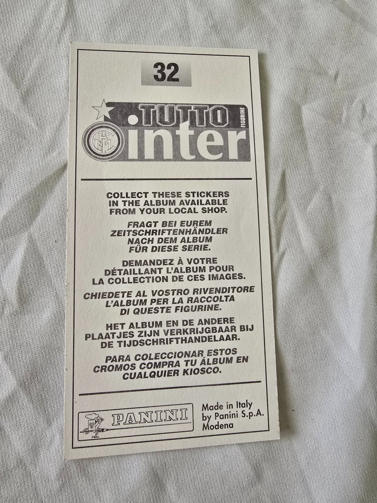 Tutto Inter Figurine giganti Panini Calciatori nr 32