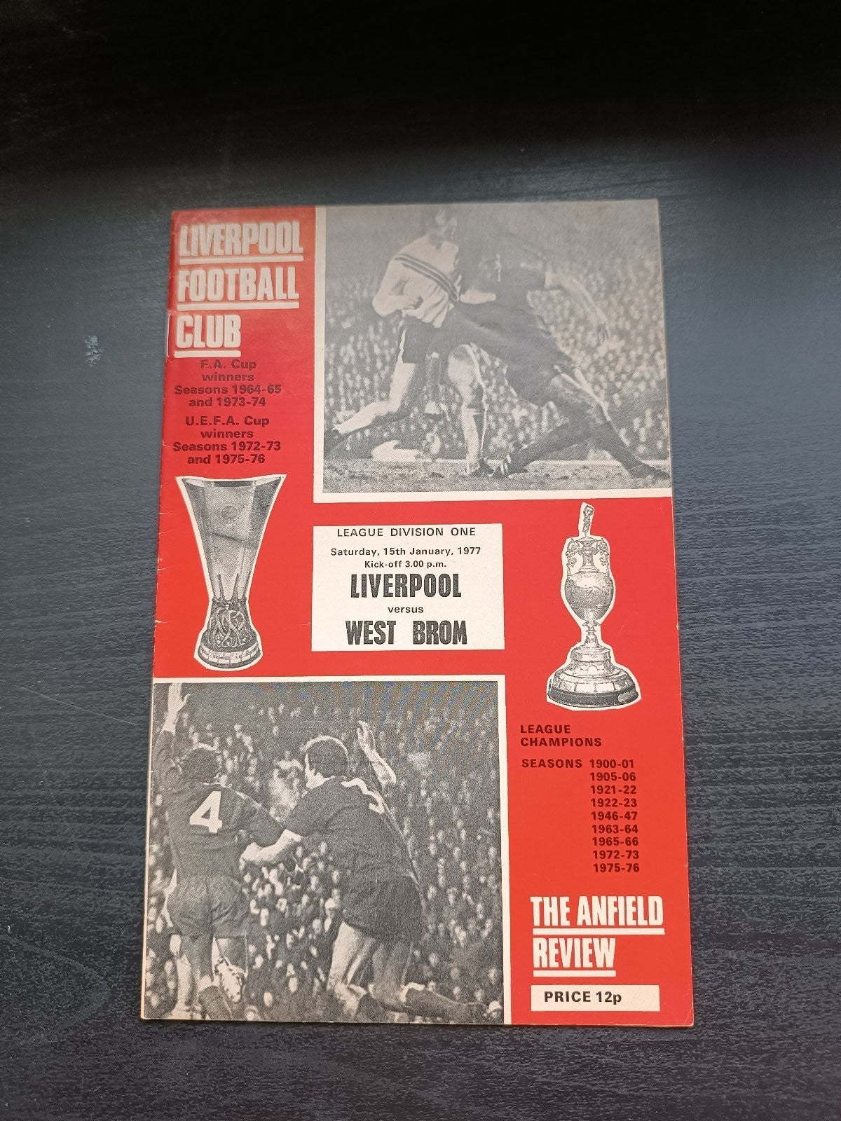 programma calcio Liverpool V West Brom 15th 1977