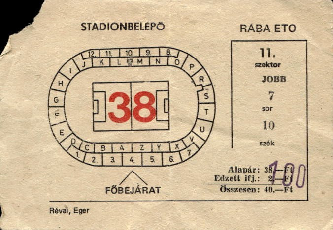Biglietto stadio ingresso allo stadio R�BA ETO