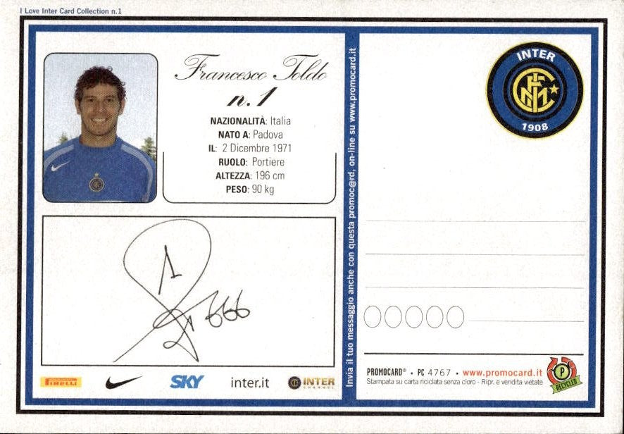 Cartolina calcio calciatore Inter Jos� Marcelo Ferreira con autografo stampato