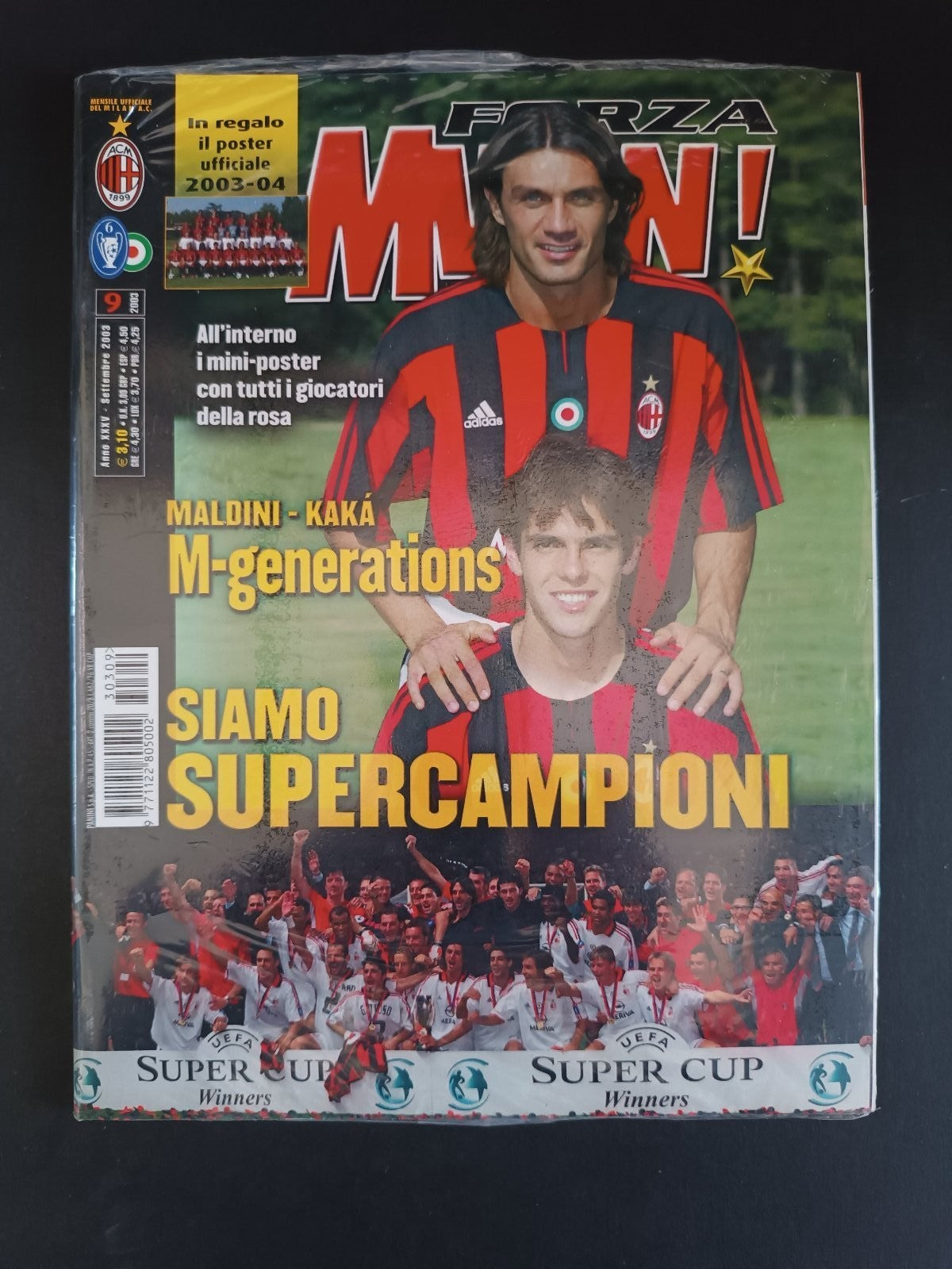 rivista FORZA MILAN - anno 2003 - n 9 Maldini Kaka (blisterato)