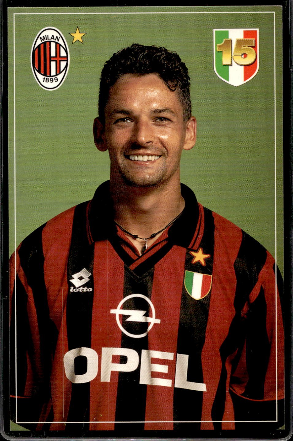cartolina postcard Calcio Milan LOTTO OPEL Roberto Baggio (2)