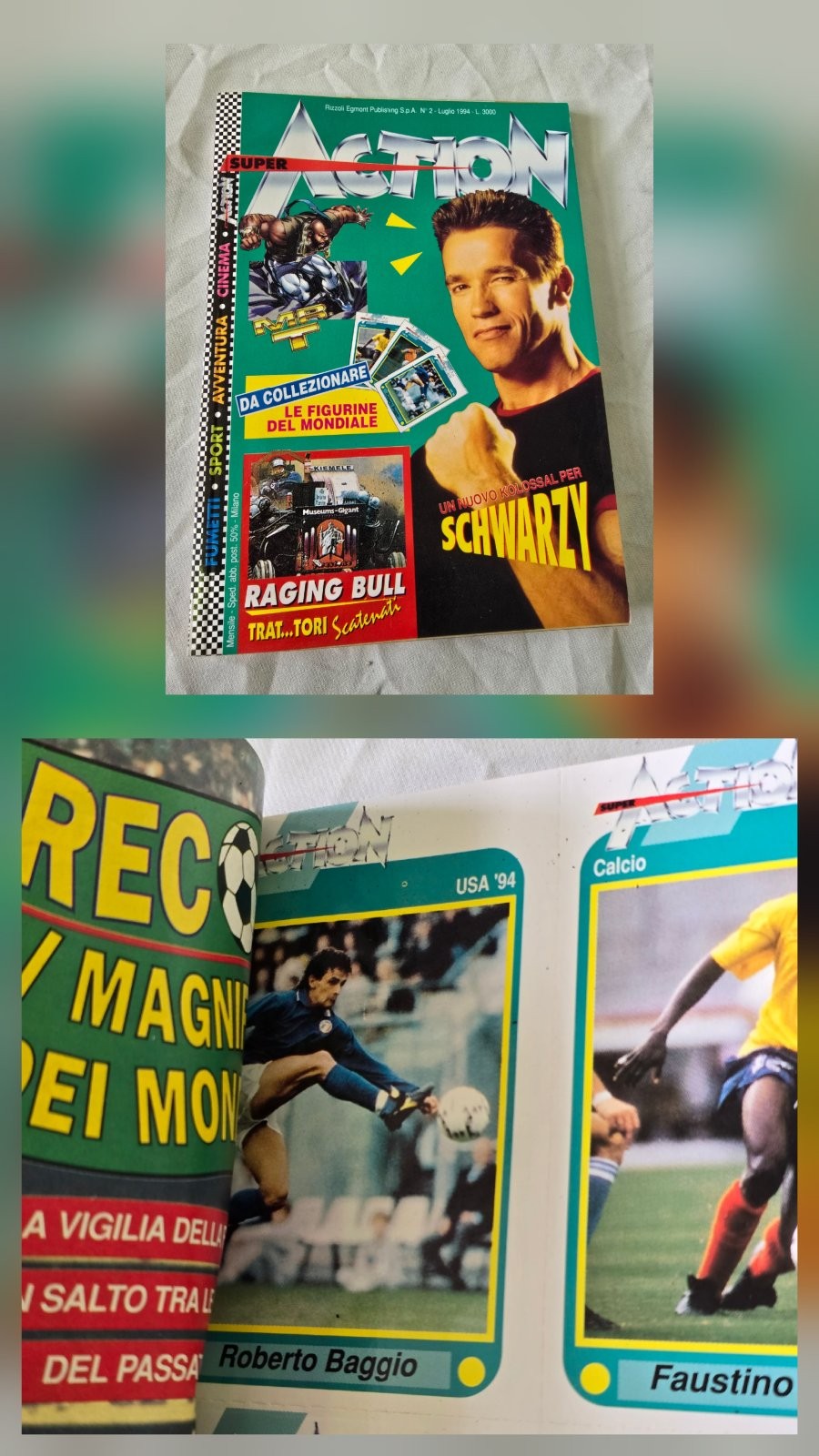 Super Action 1994 con figurine del mondiale Baggio Matthaus Romario da staccare