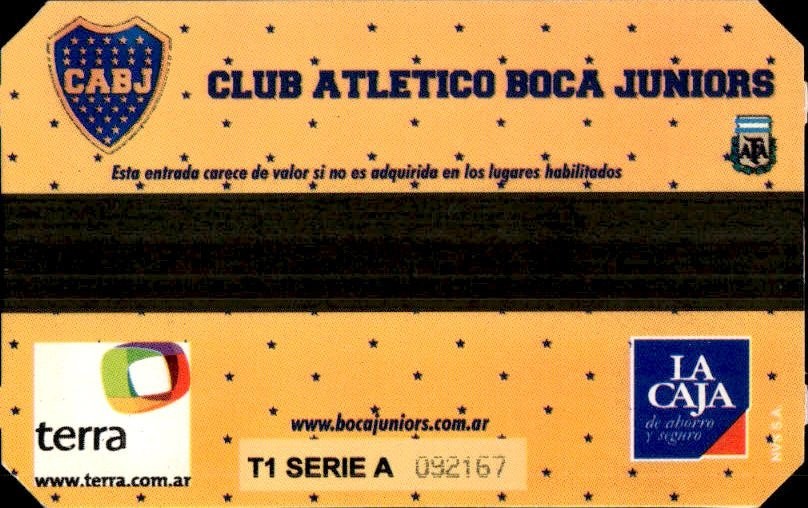 biglietto stadio BOCA JRS VS PALMEIRAS N 349