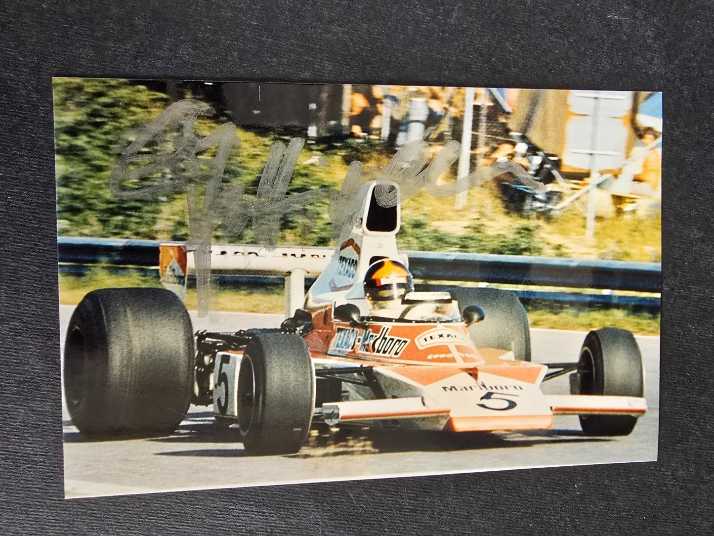 Autografo autograph originale su foto Emerson Fittipaldi automobilismo