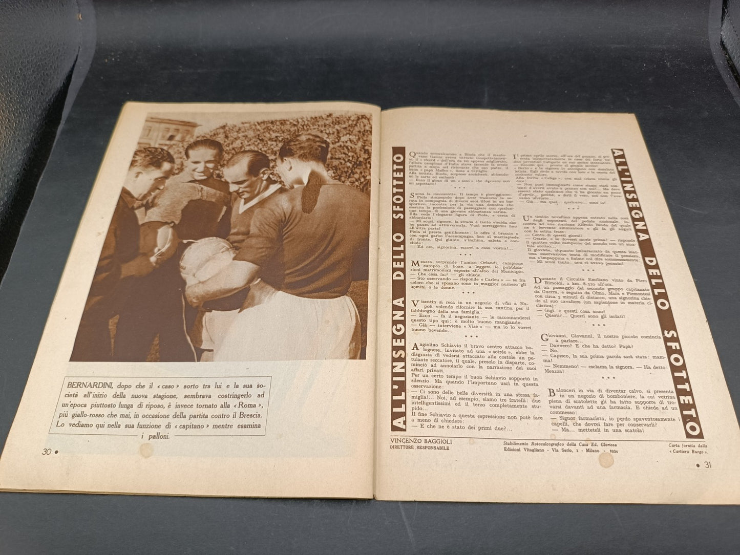 Rivista sportiva Cosmo anno 1934 numero 64 Silvio Piola