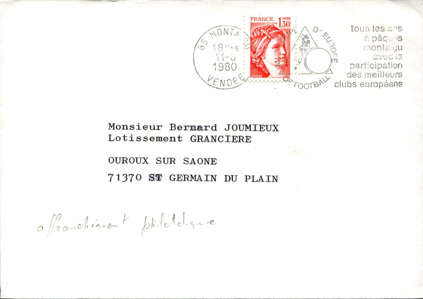busta primo giorno France 1980