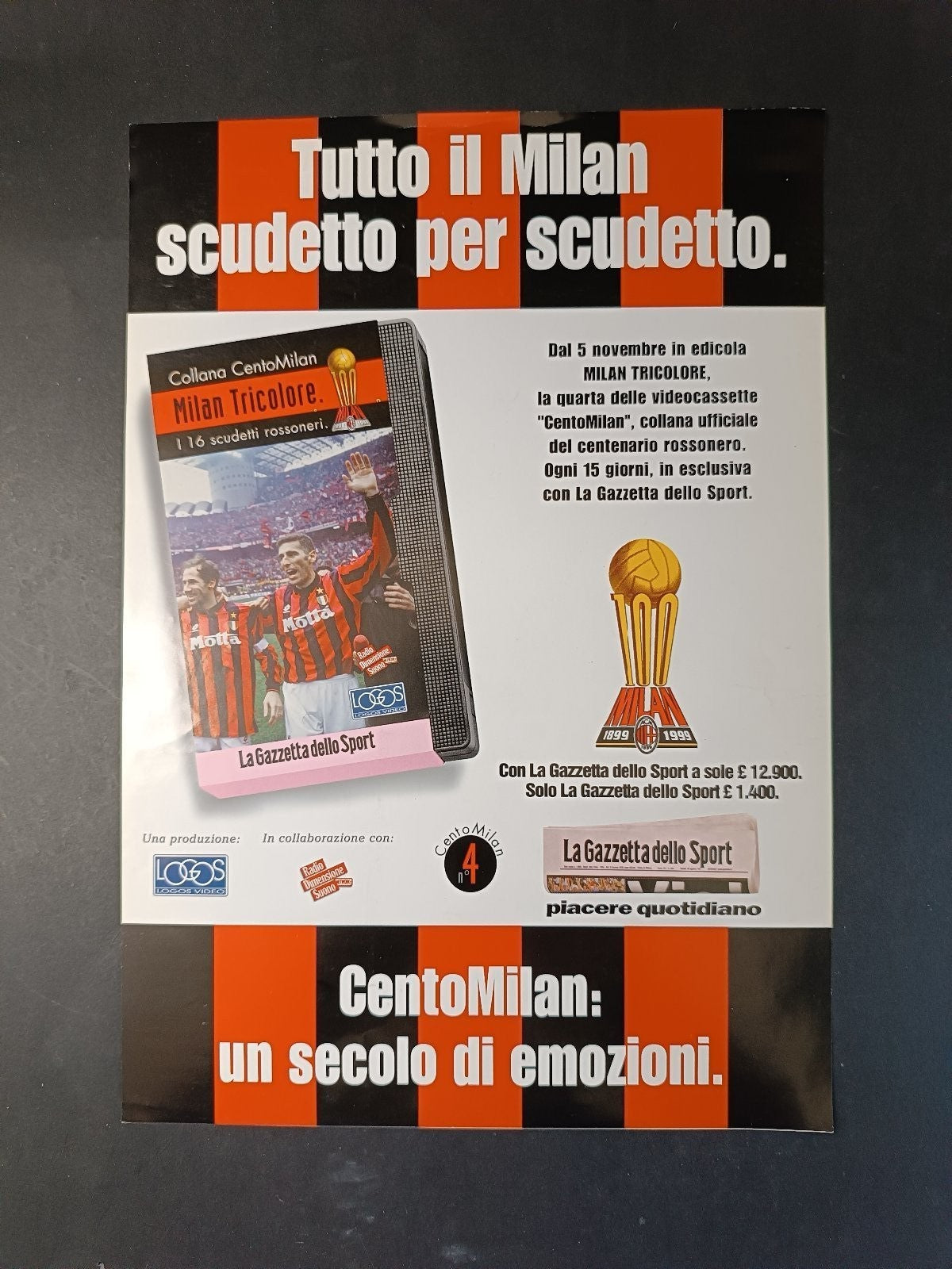 Volantino MILAN TRICOLORE 16 scudetti rossoneri