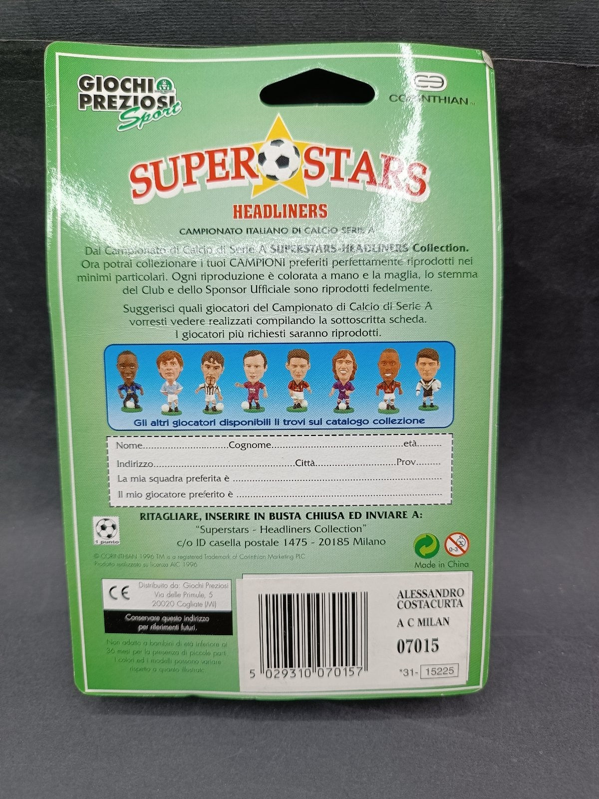 action figure calcio Corinthian Super Stars Headliners Costacurta Milan