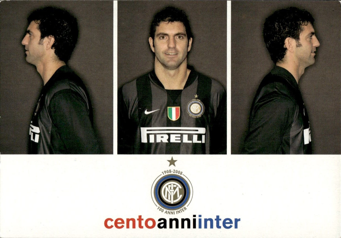 cartolina calciatori 100 anni Inter Orlandoni