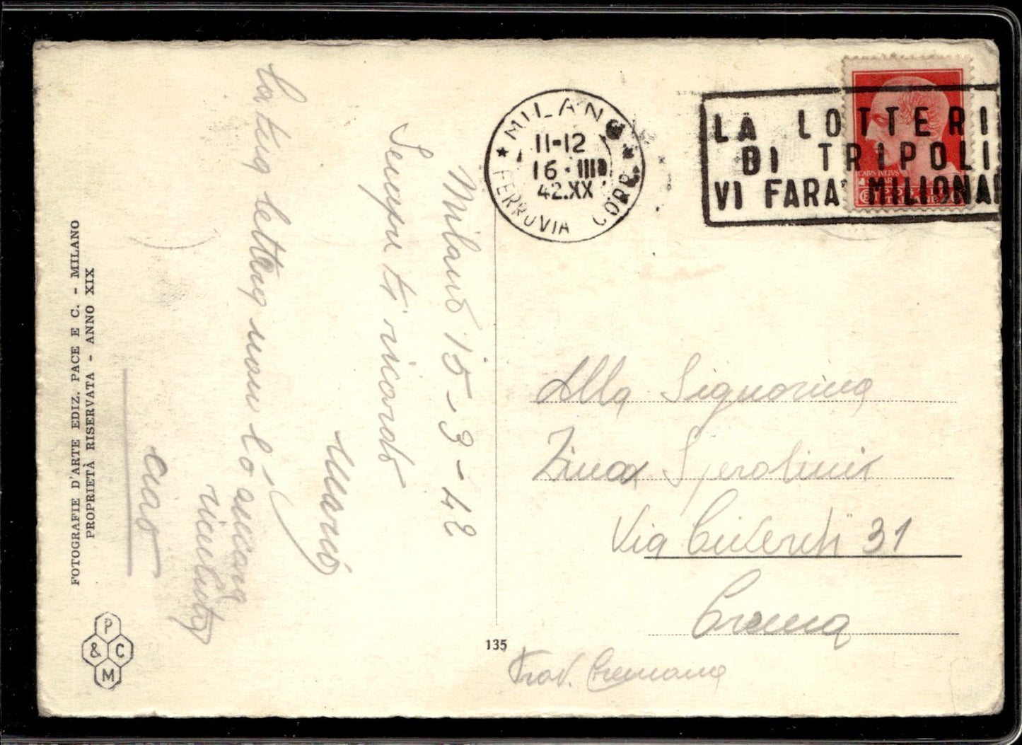 cartolina postcard calcio Milano Stadio Civico gi� Arena #135 1942