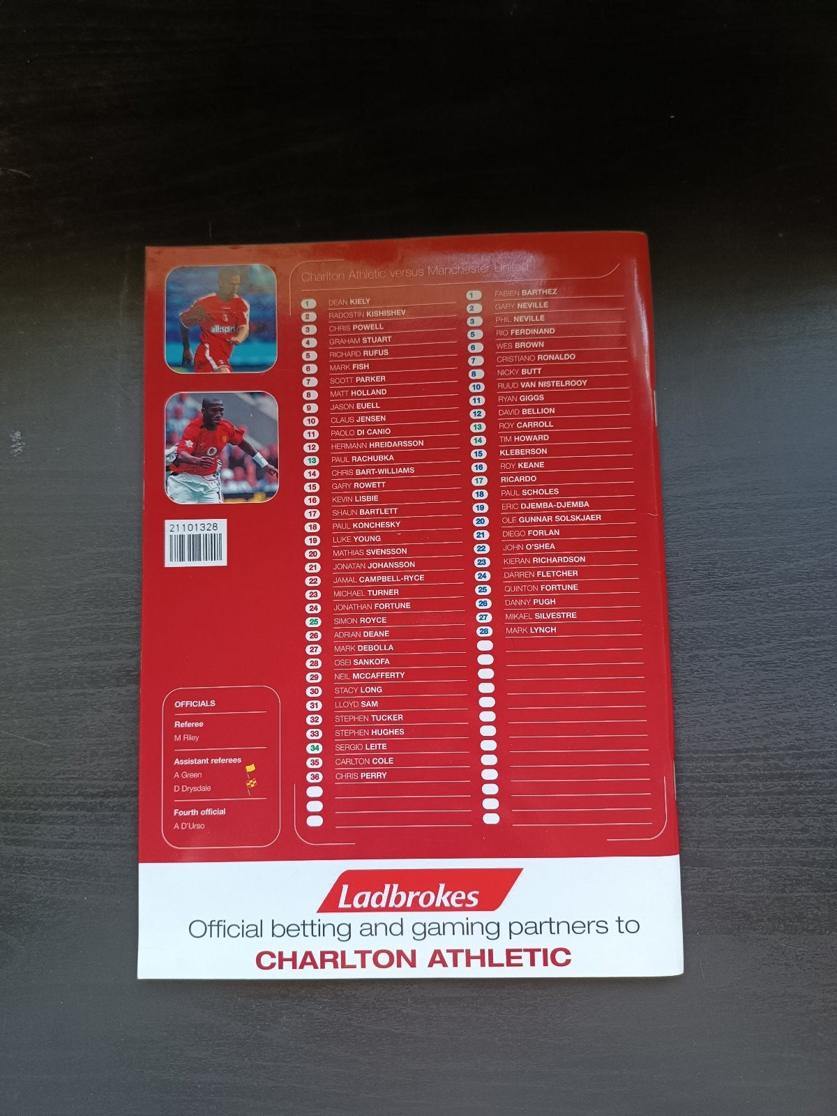programma calcio Charlton Athetlic V Manchester United 13th 2003