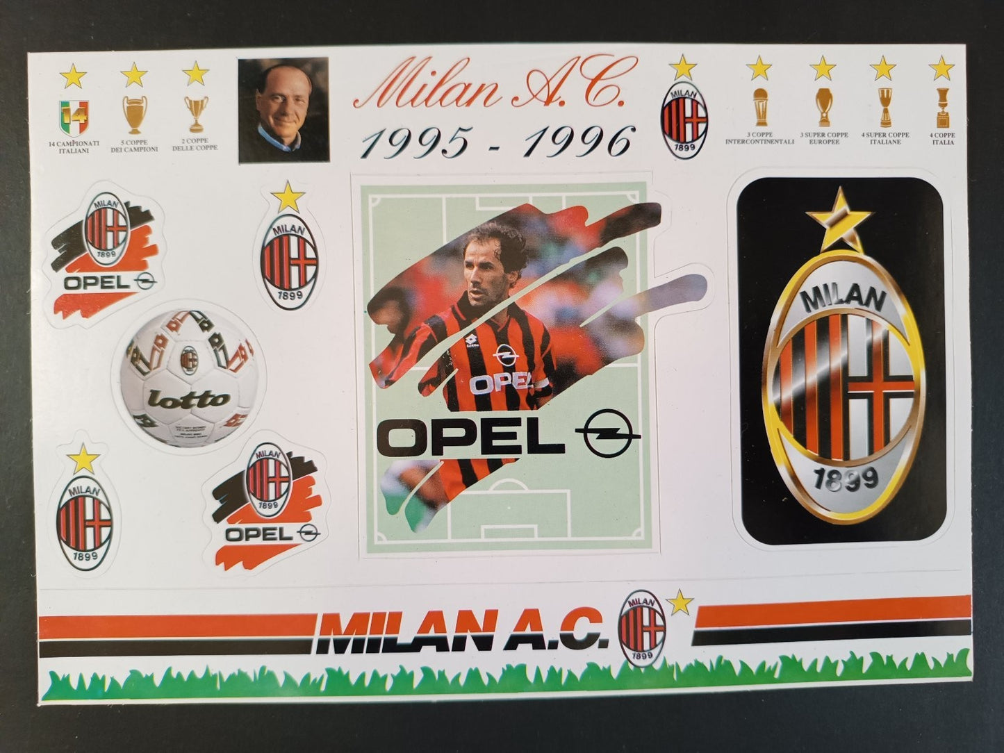 Adesivo MILAN - Composizione Berlusconi e Baresi 1995-1996