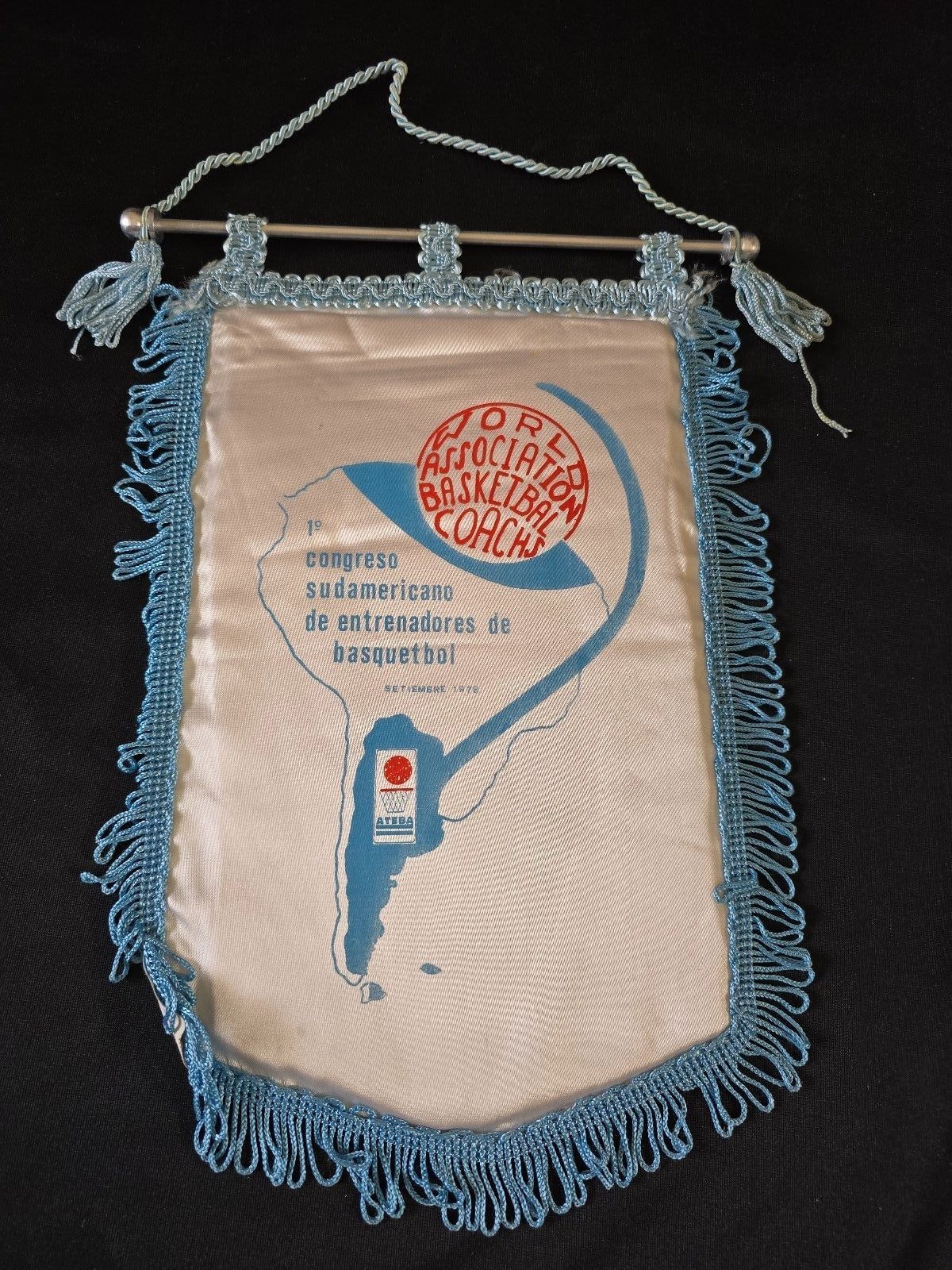 Gagliardetto Pennant WORLD ASSOCIATION BASKETBALL COACHES 1976 originale