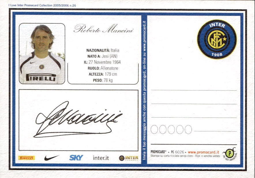 Cartolina calcio calciatore Inter Andy van der Meyde con autografo stampato