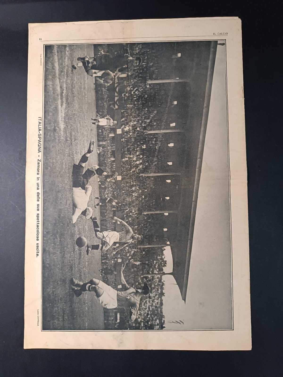 rivista IL CALCIO numero 40 - anno 1927 - Italia-Spagna parata di Gianni