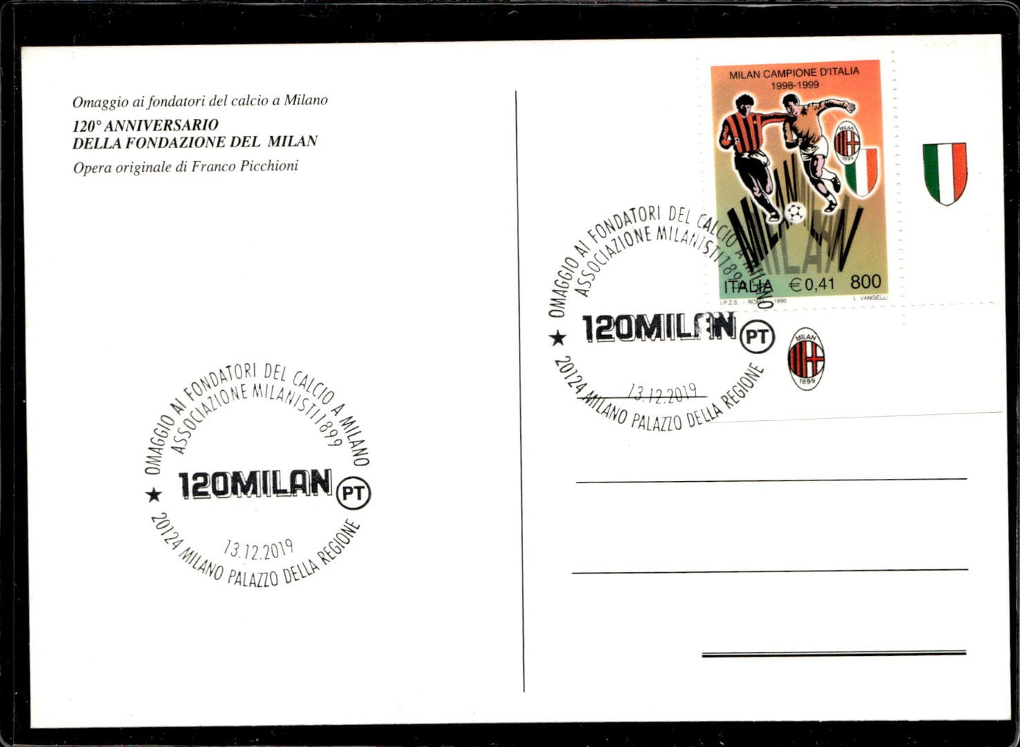 cartolina postcard Calcio Milan 120� anniversario Omaggio Kilpin Edwards (1)
