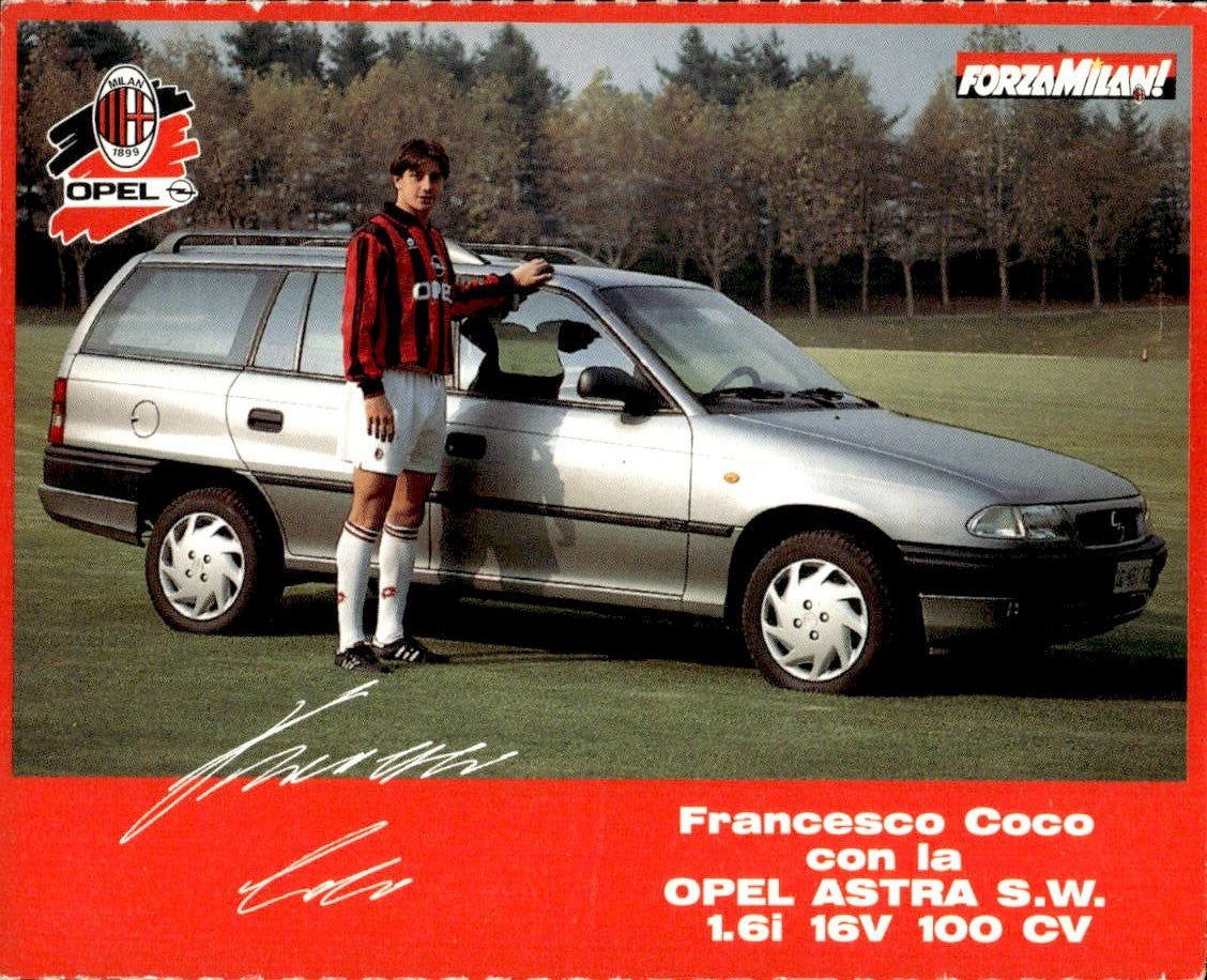 cartolina calciatori F.Coco con Opel Astra