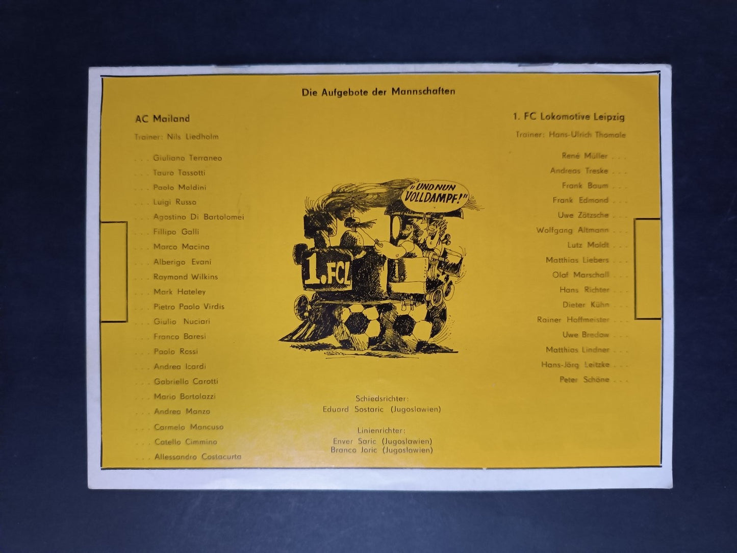 programma ufficiale COPPA UEFA LEIPZIG MAILAND 1985-86 (tedesco)