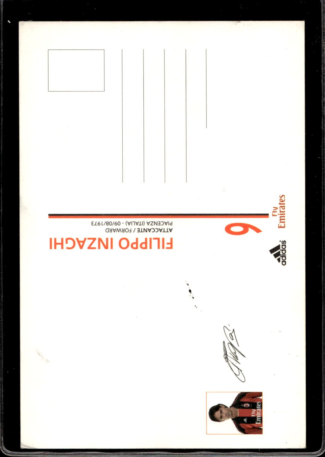 cartolina postcard Calcio Milan con Autografo 2010/11 - Filippo Inzaghi (1)