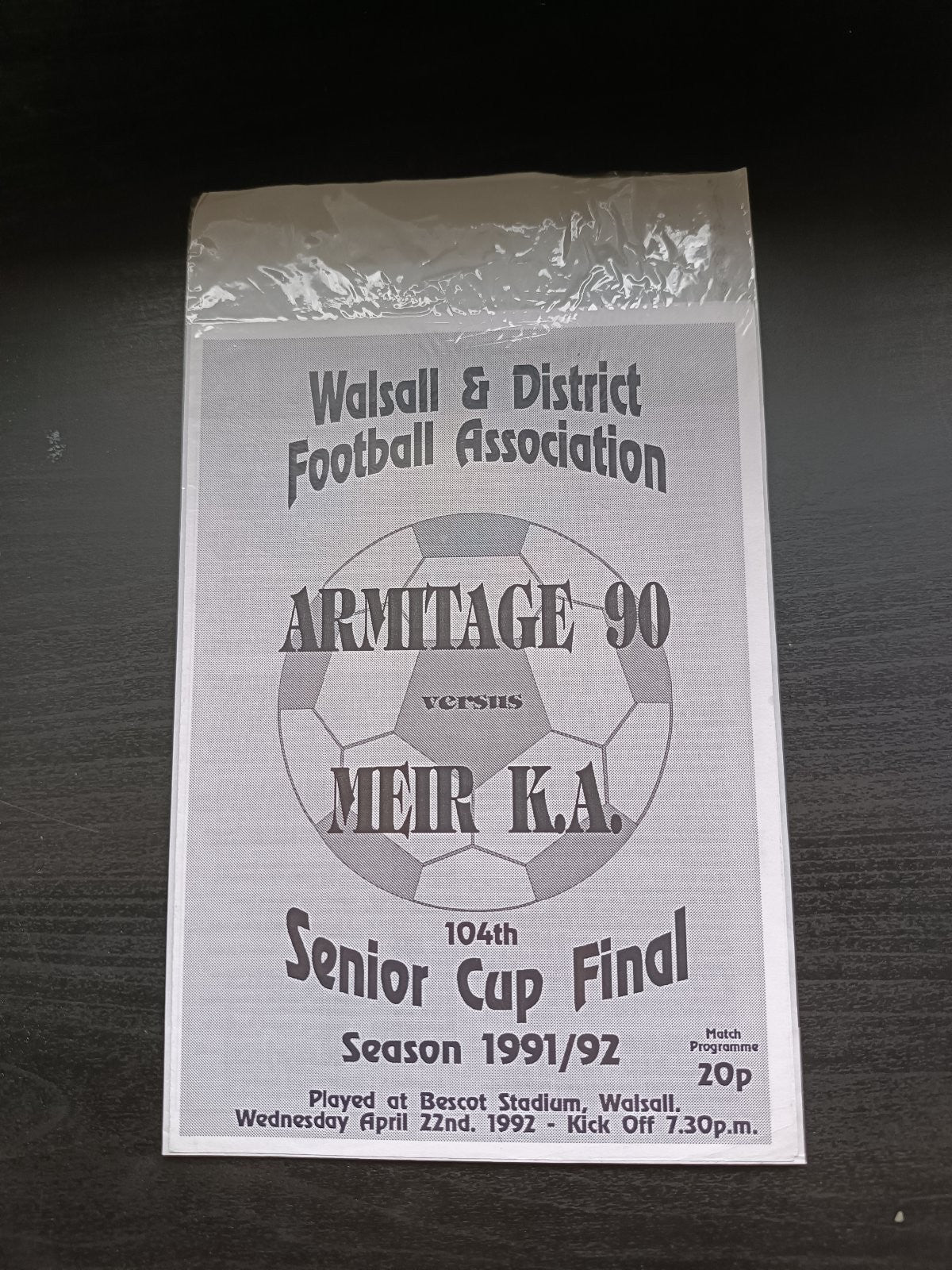 programma calcio Armitage 90 V Meir K.A. 22nd 1992