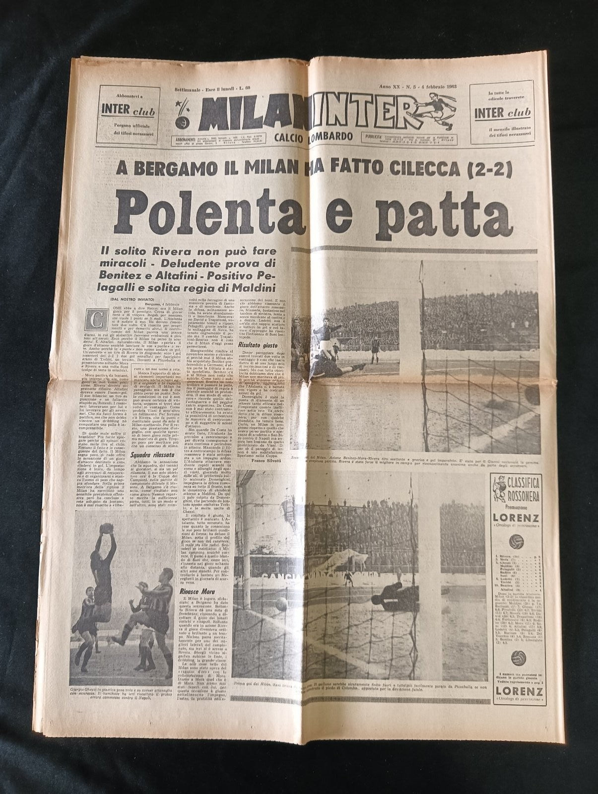 quotidiano MILANINTER numero 5 - 1963 - Inter Suarez