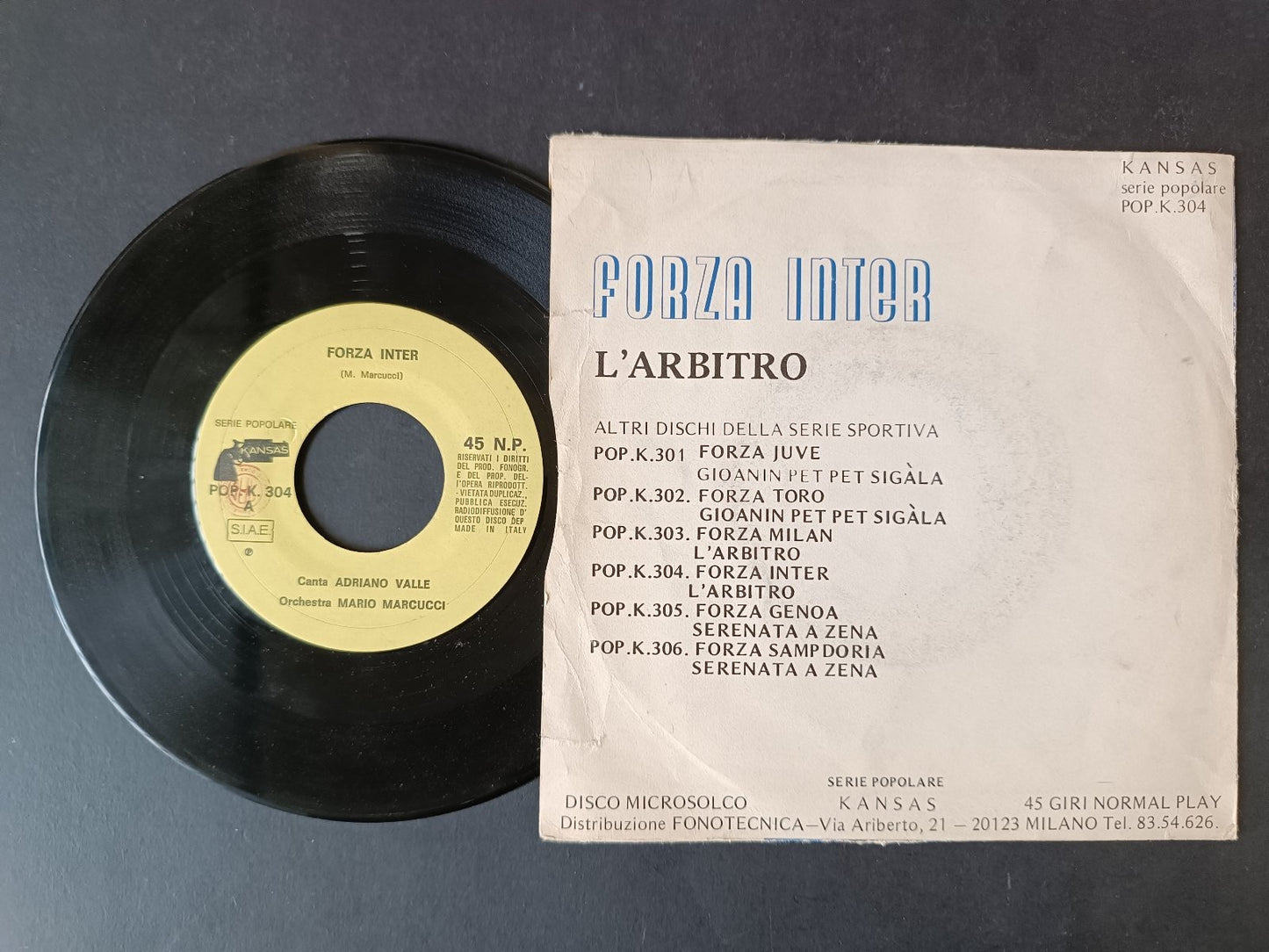 Vinile 45 giri FORZA INTER Luciano/Barimar