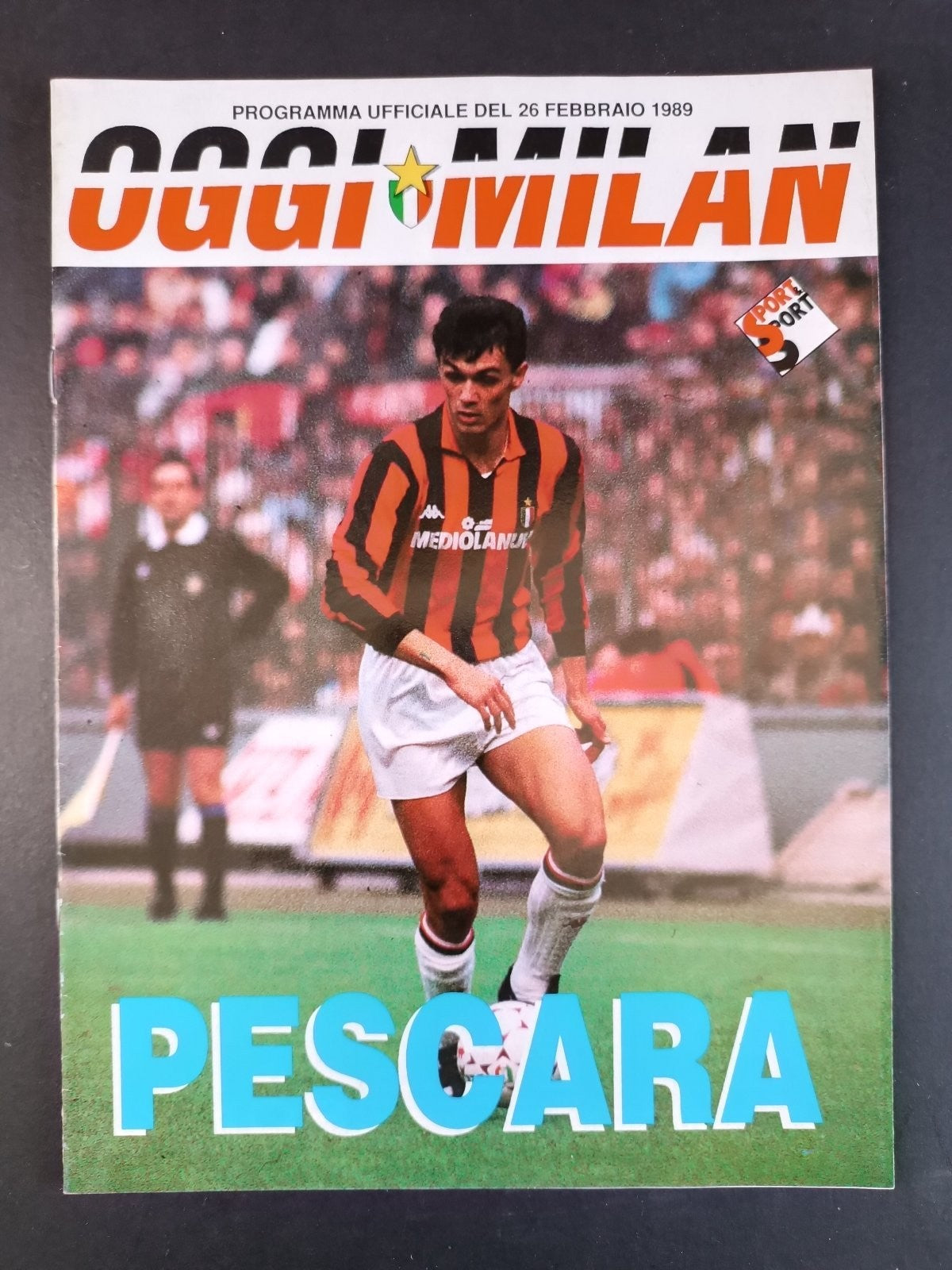 programma ufficiale OGGI MILAN 26 febbraio 1989 Pescara copertina Maldini Rookie