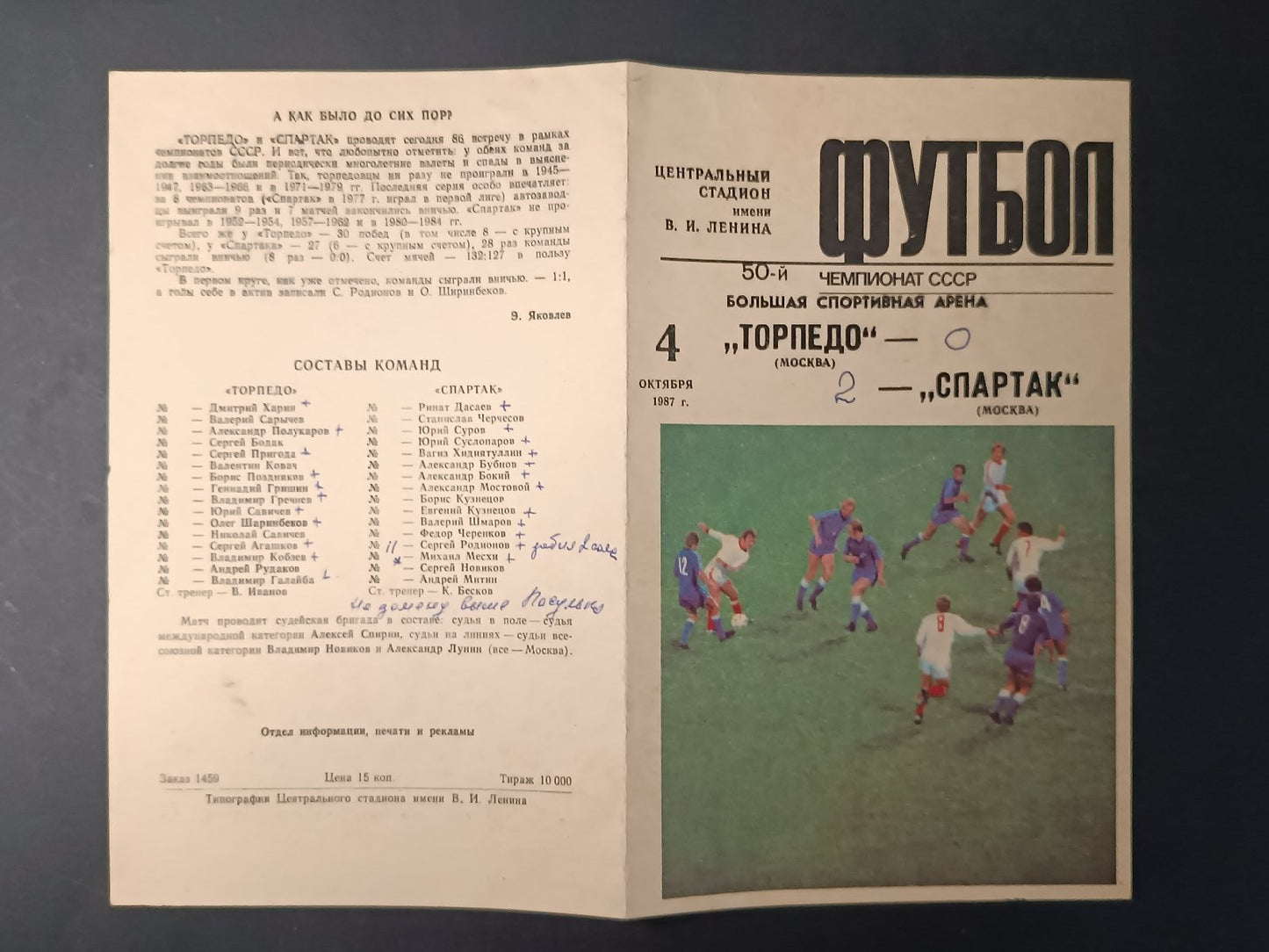 Programma Torpedo Mosca e Spartak Mosca 1987