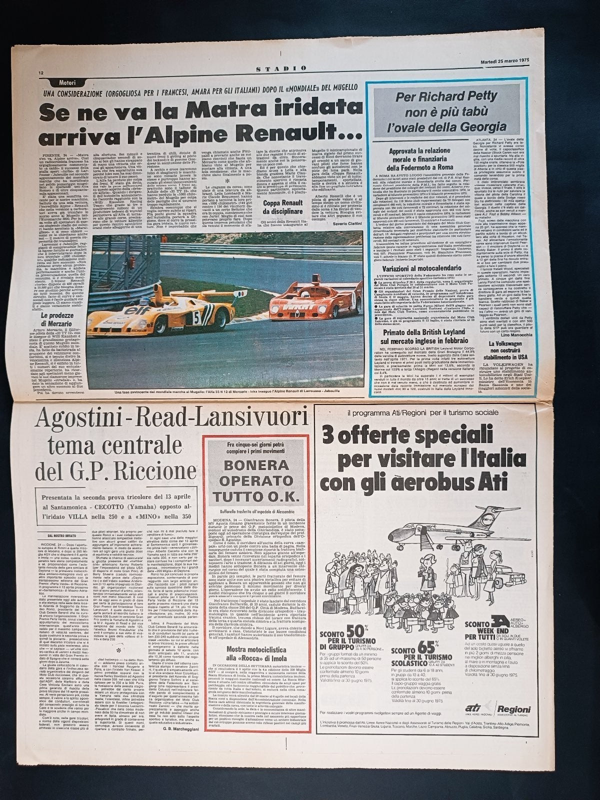 Quotidiano Sportivo STADIO numero 69 anno 1975 - Facchetti