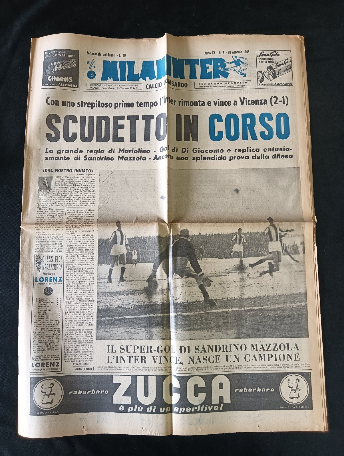 quotidiano MILANINTER numero 4 - 1963 - Inter Mazzola