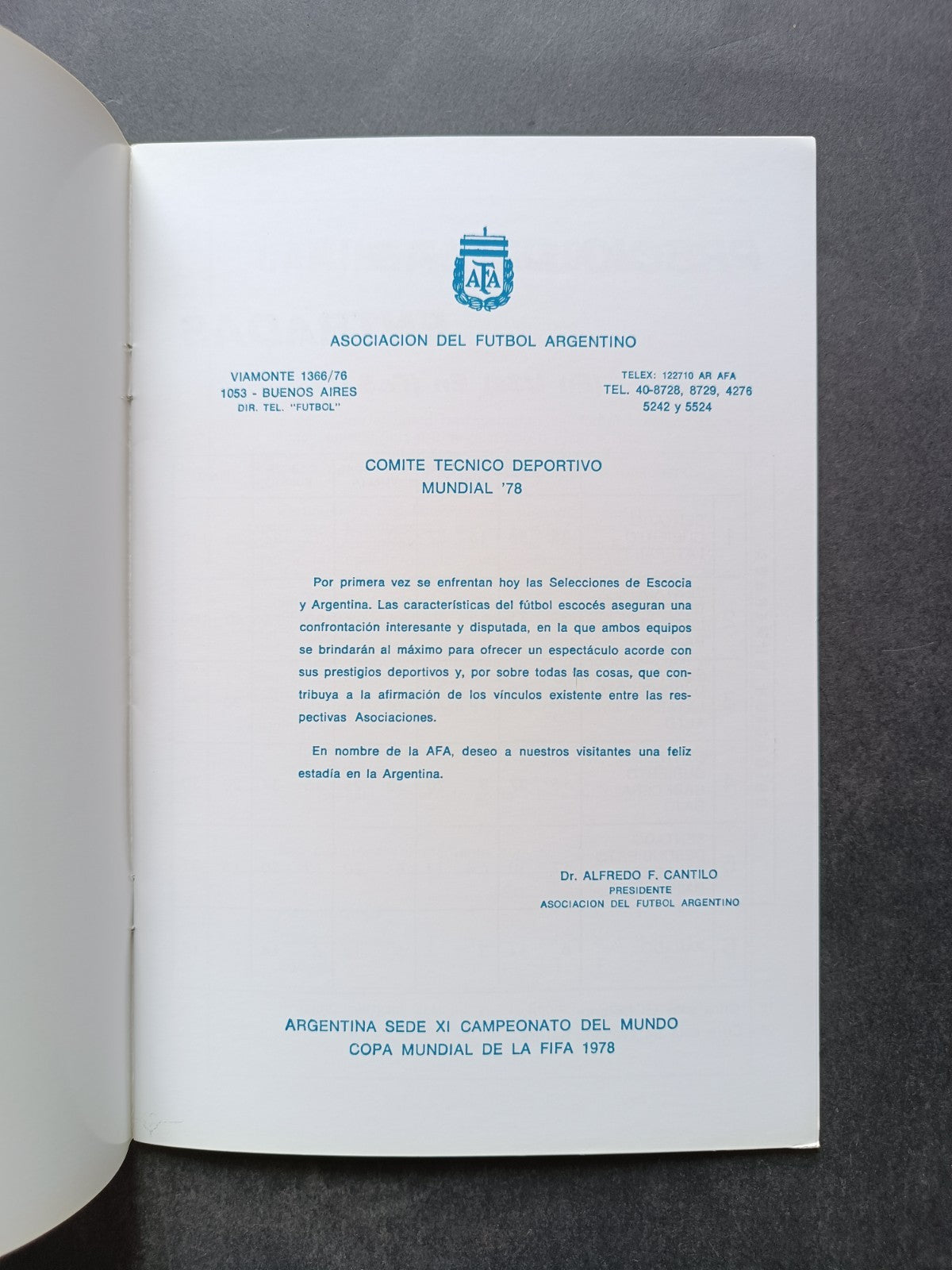 Programma World Cup Argentina 78 Argentina - Scozia