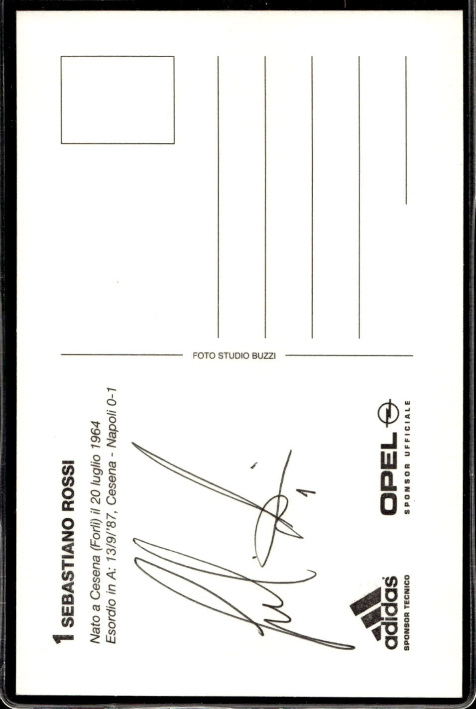 cartolina postcard Calcio Milan sponsor OPEL Sebastiano Rossi