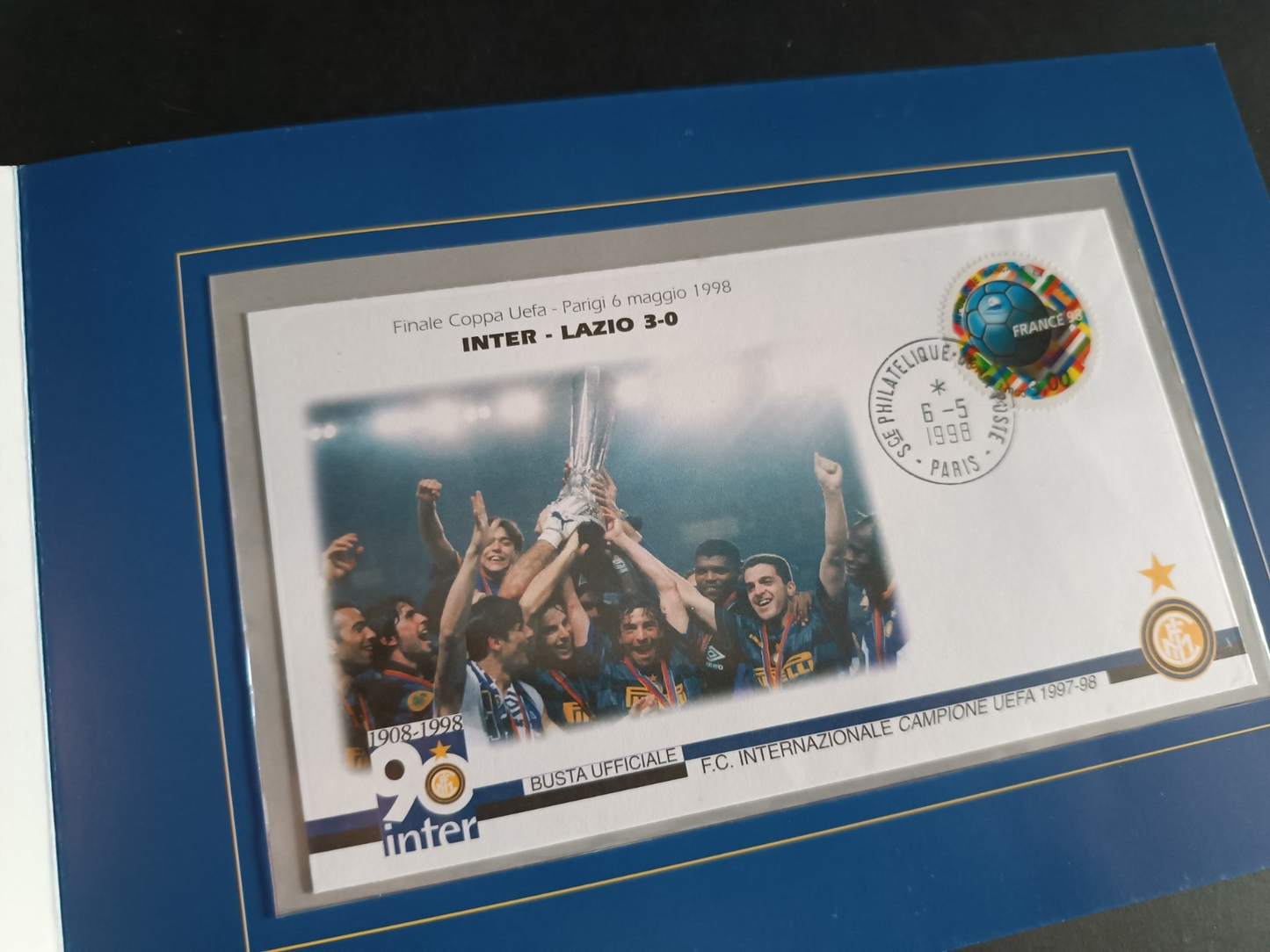 annullo Filatelico Bolaffi INTER Campione Uefa 1997/98
