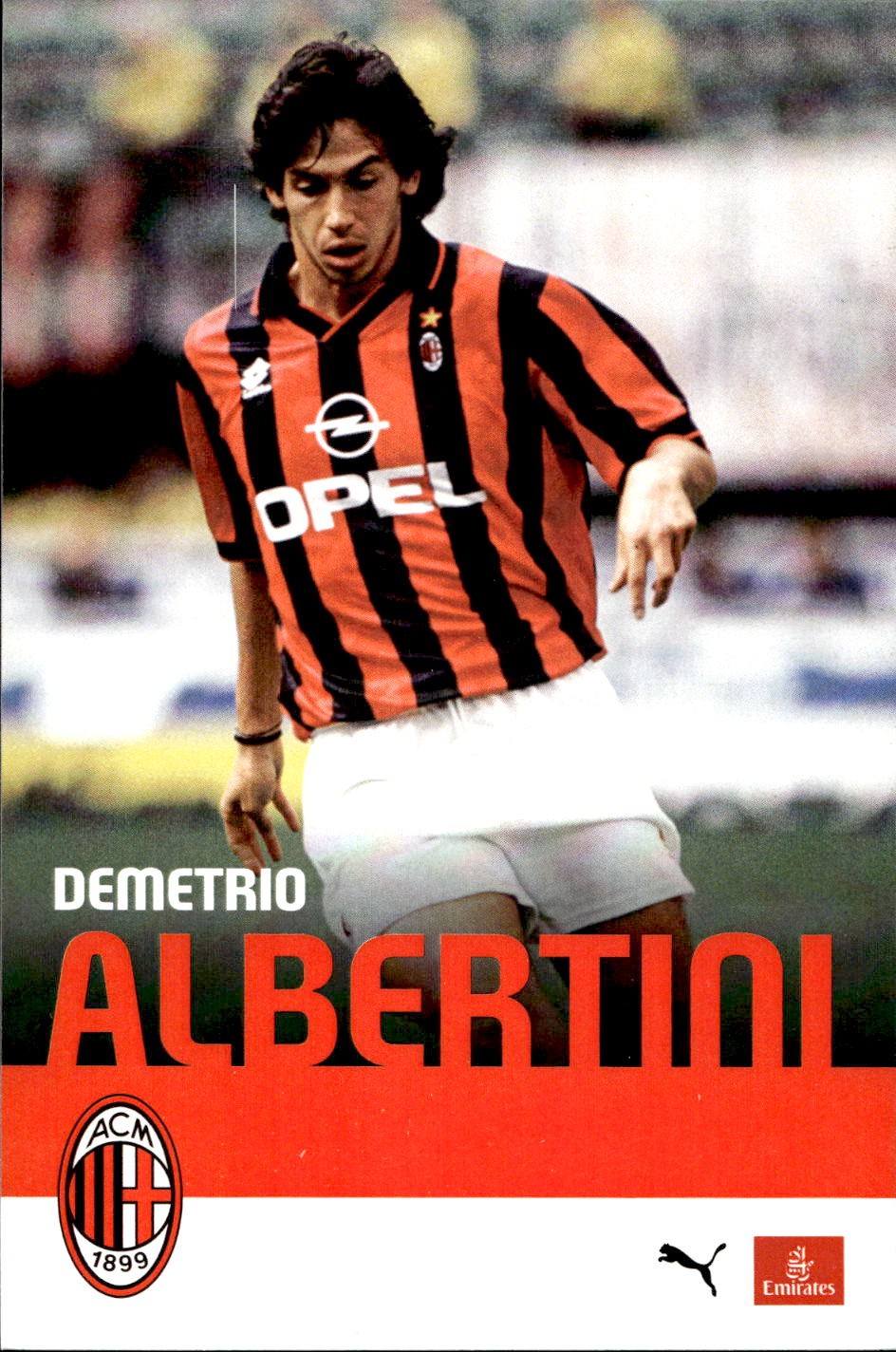 cartolina postcard Calcio Milan sponsor PUMA EMIRATES Demetrio Albertini
