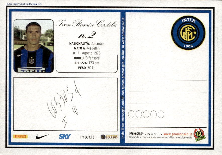 Cartolina calcio calciatore Inter Roberto Mancini con autografo stampato