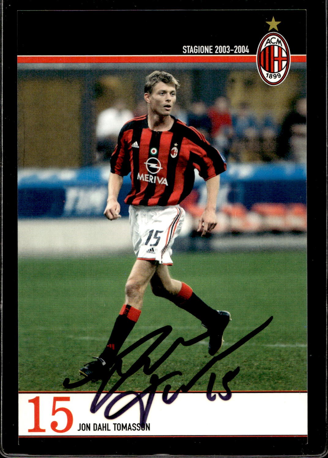 cartolina postcard Calcio Milan con Autografo 2003/04 - Tomasson
