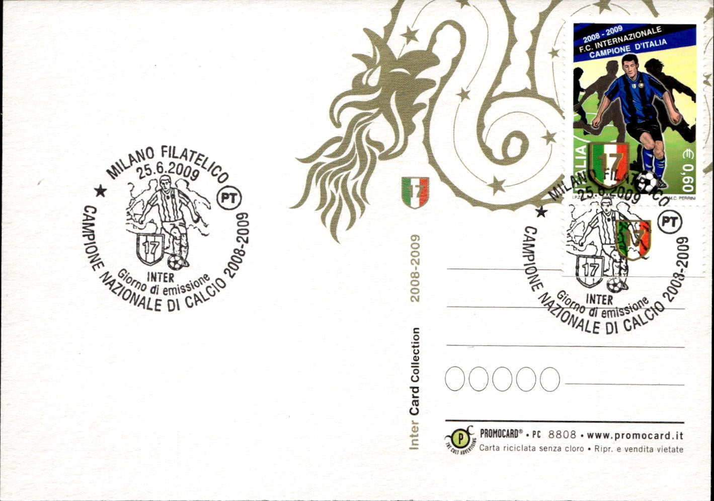cartolina postcard Calcio Inter Promocard #8808 Abbonamenti 2009/10