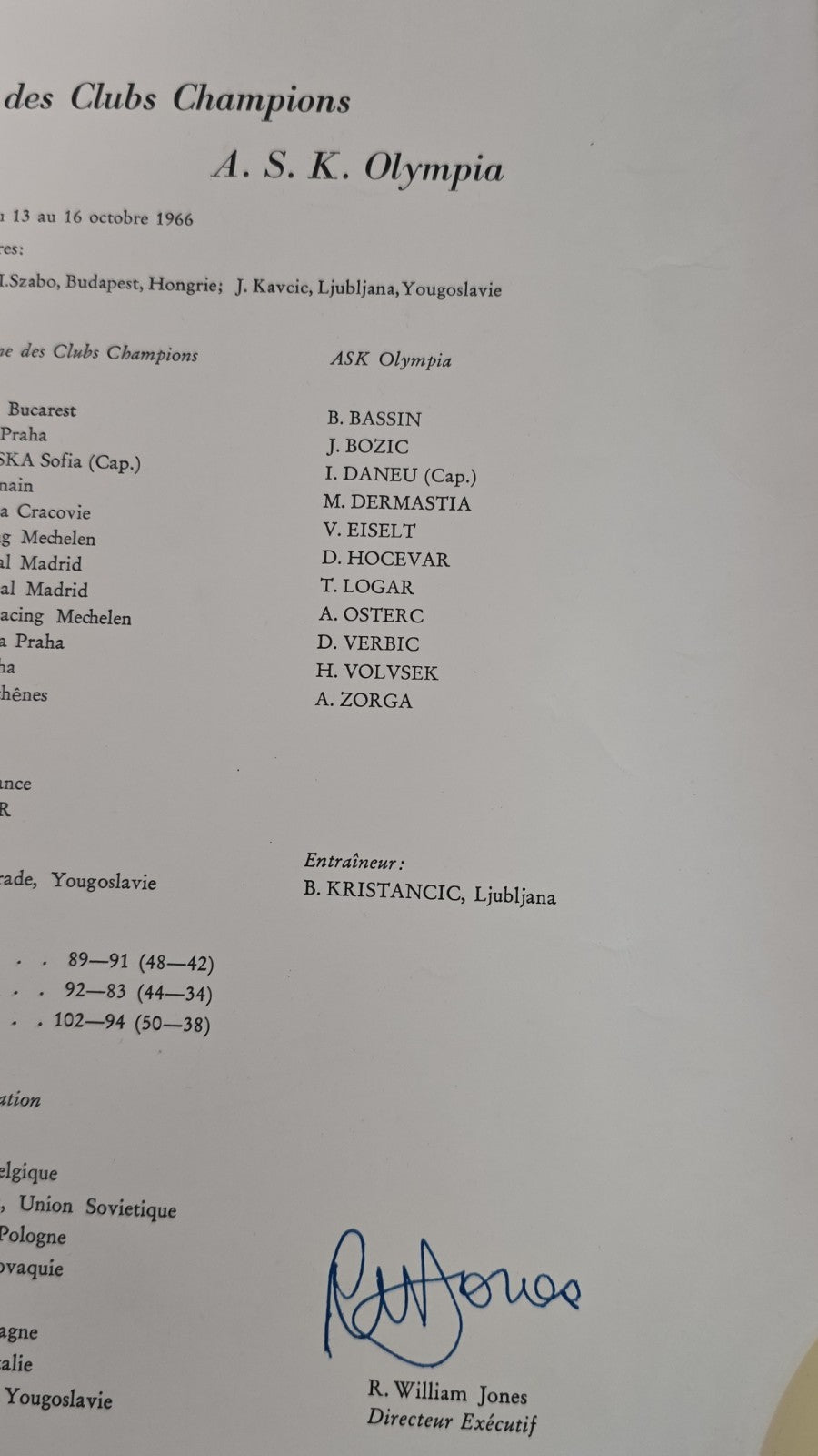 PERGAMENA originale 1966 inviata alla S.P. SIMMENTHAL SuperCoppa basket