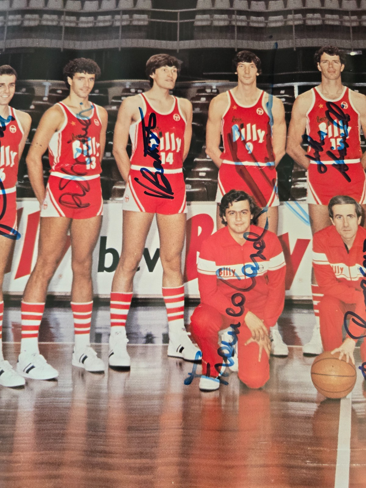 BILLY Olimpia Milano Basket 1980/81 poster autografato dalla squadra originale
