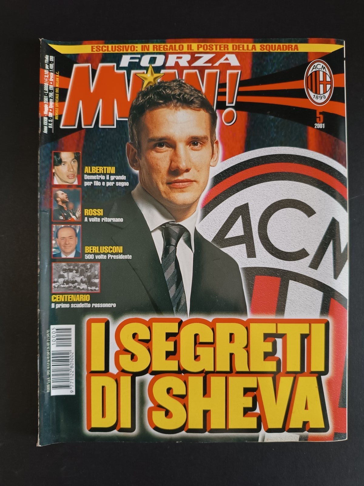 rivista FORZA MILAN - anno 2001 - n 5 Sheva (con poster)