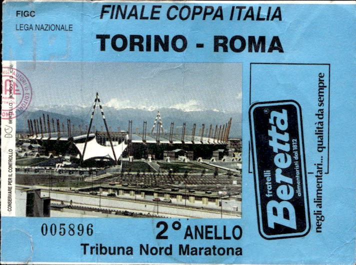 Biglietto stadio Torino-Roma Finale Coppa Italia