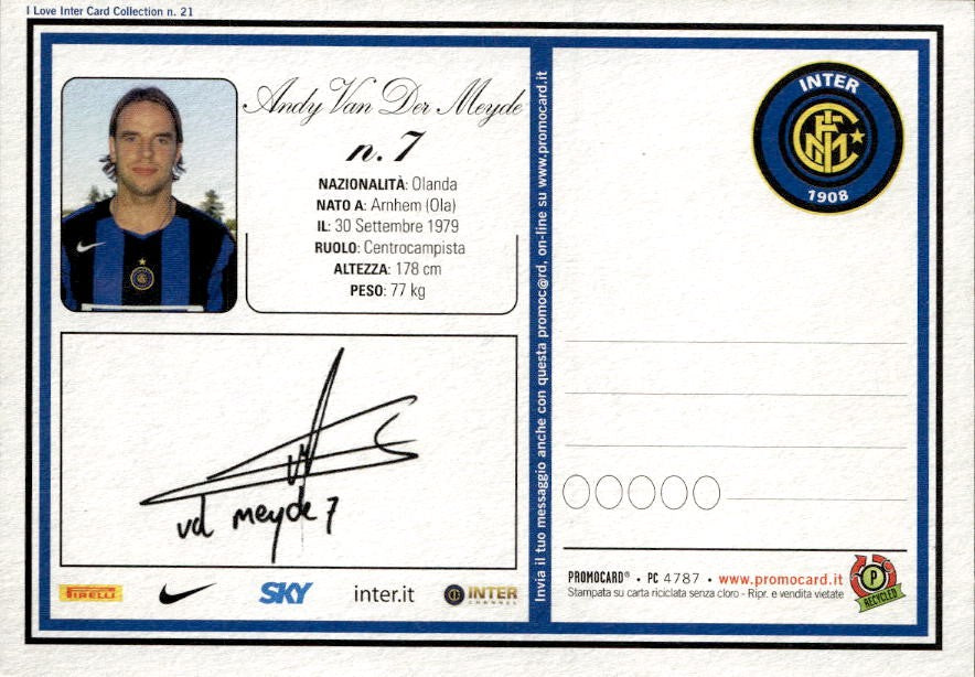 Cartolina calcio calciatore Inter Alberto Fontana con autografo stampato
