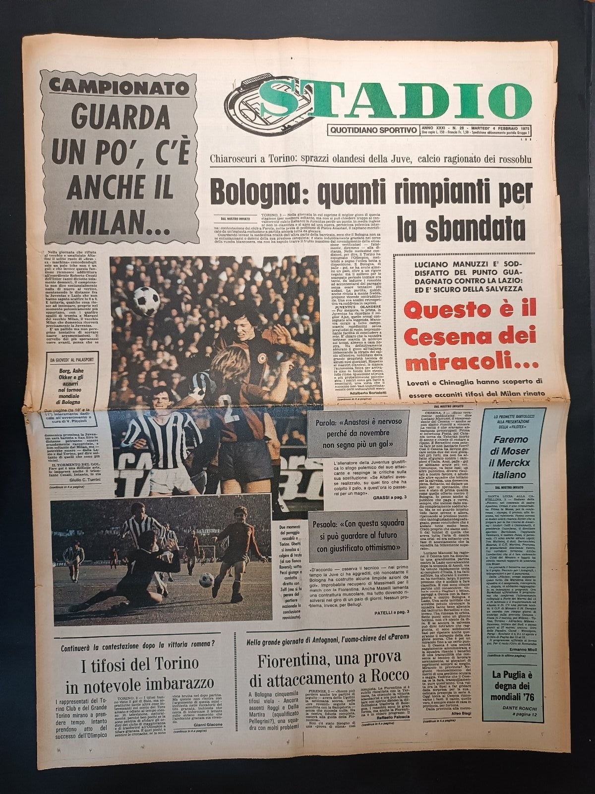 Quotidiano Sportivo STADIO numero 28 anno 1975 - Milan