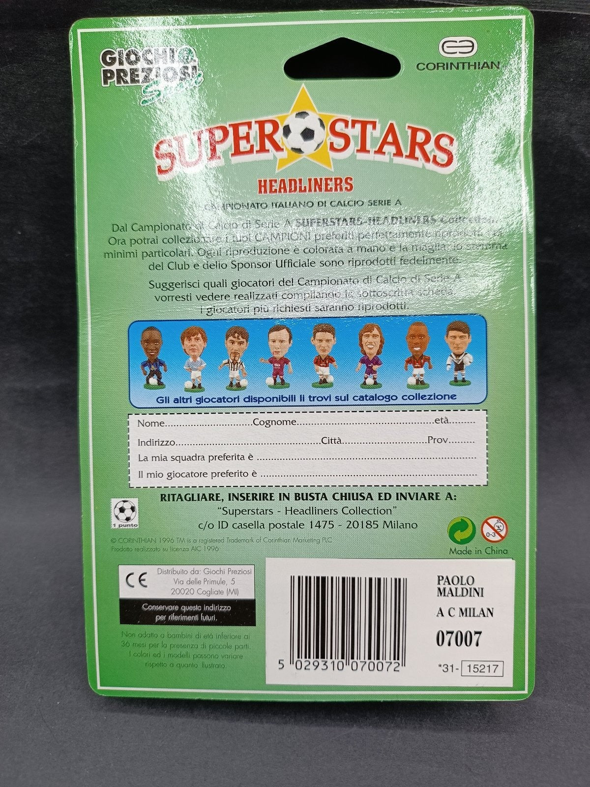 action figure calcio Corinthian Super Stars Headliners Paolo Maldini Milan