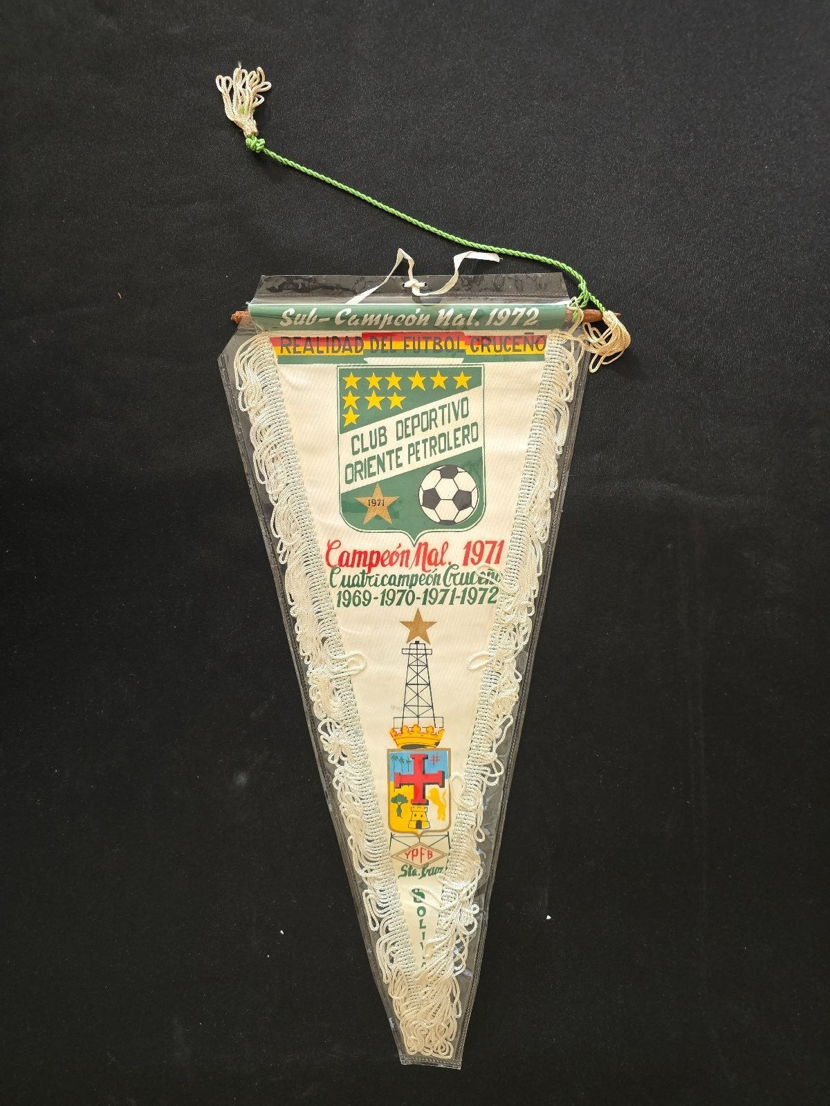old Gagliardetto pennant banderin Club Deportivo Oriente Petrolero Bolivia '70