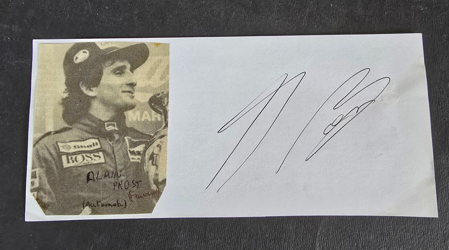 Autografo autograph originale su foglietto Alain Prost automobilismo
