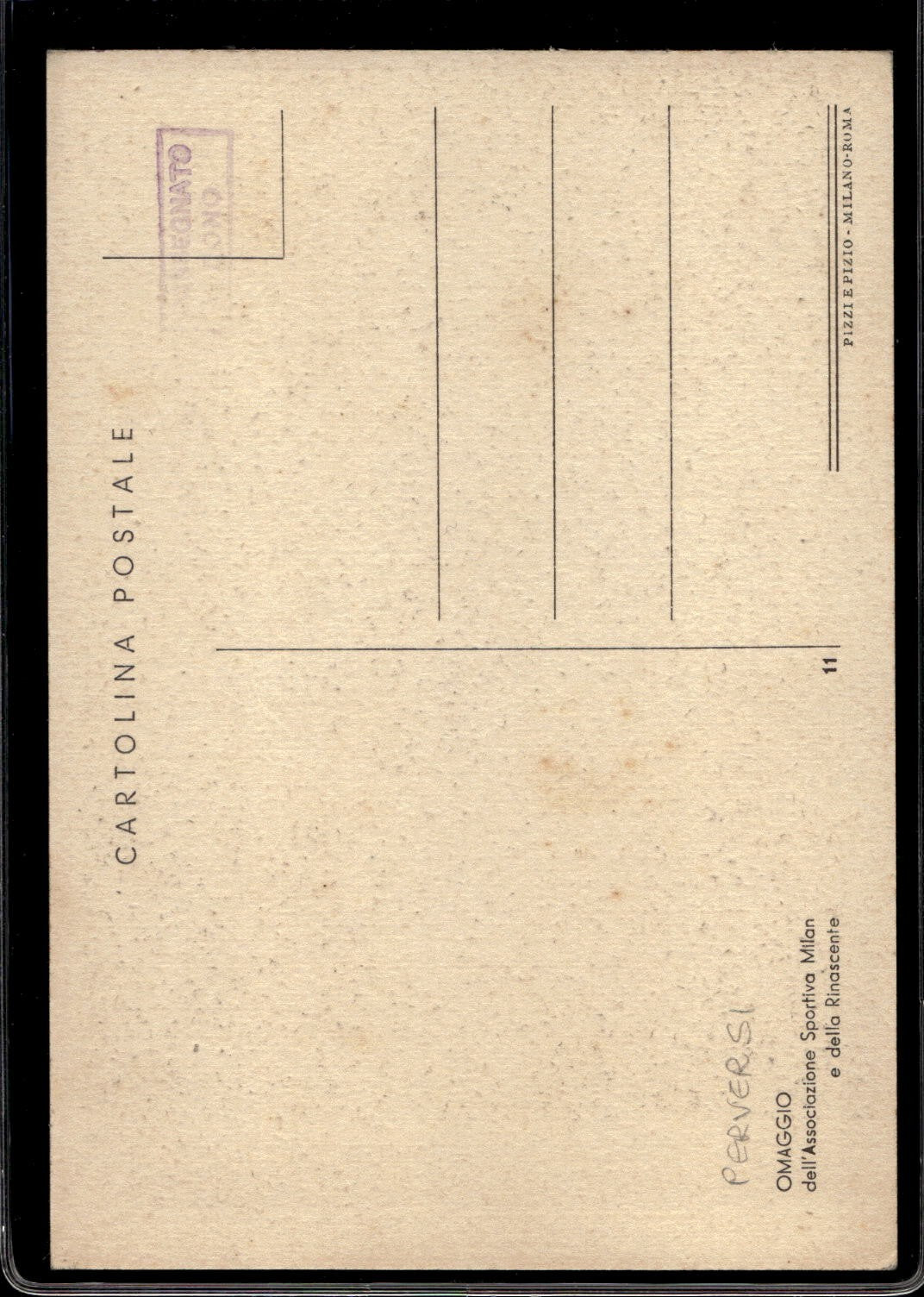 cartolina postcard calcio Milan #11 Perversi