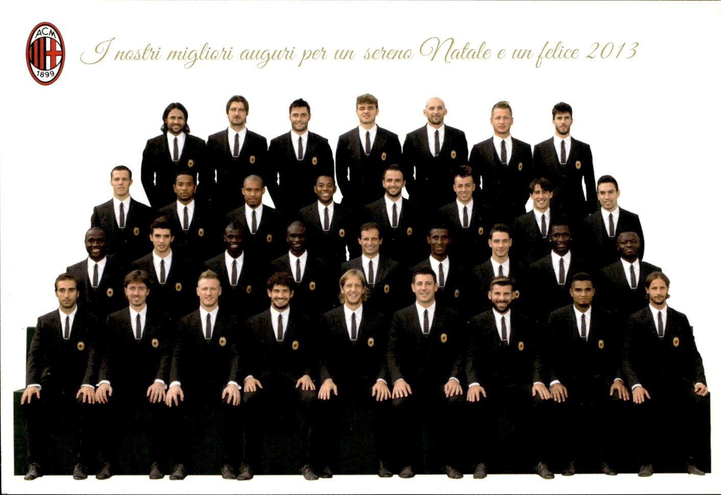 cartolina postcard Calcio Milan La rosa Squadra Auguri Natale 2013