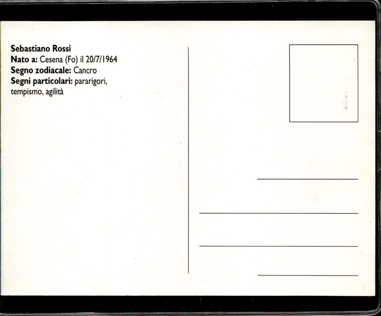 cartolina postcard Calcio Milan Sebastiano Rossi